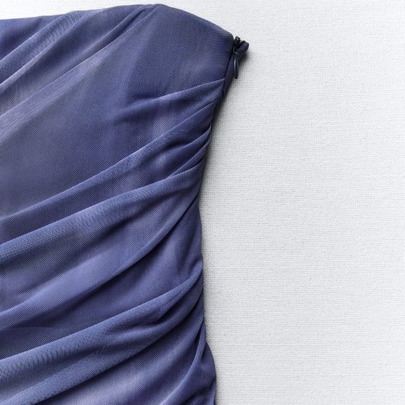 NWT STRAPLESS TIE DYE PRINT SHADES OF BLUE DRESS - Picture 5 of 9